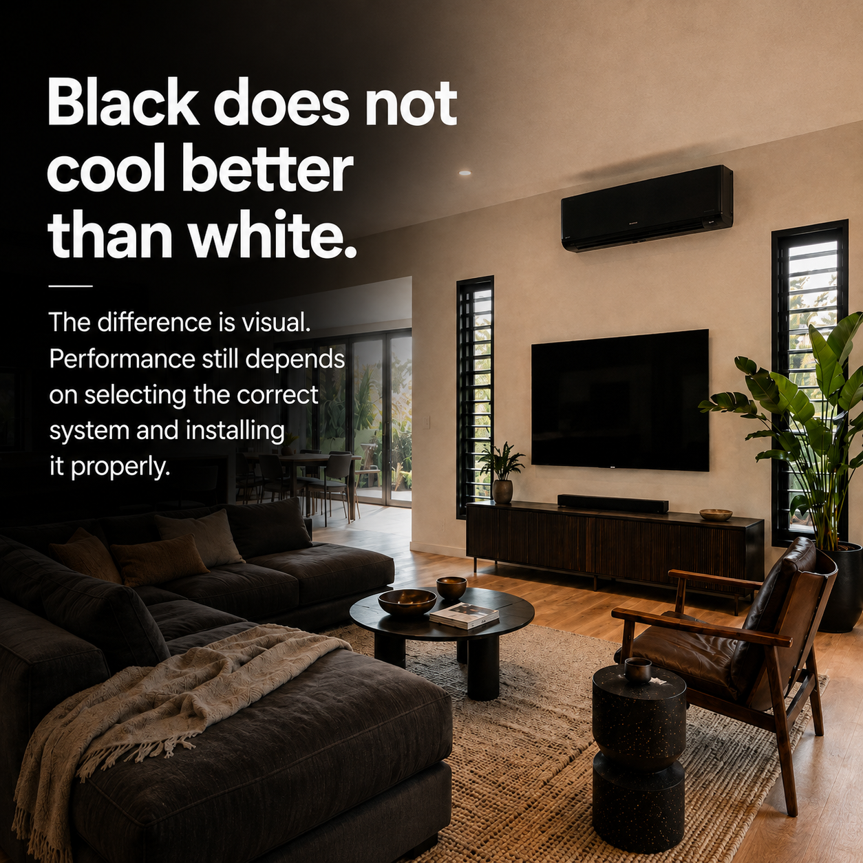 Modern Living Room with Bold Design Message with black split system 11